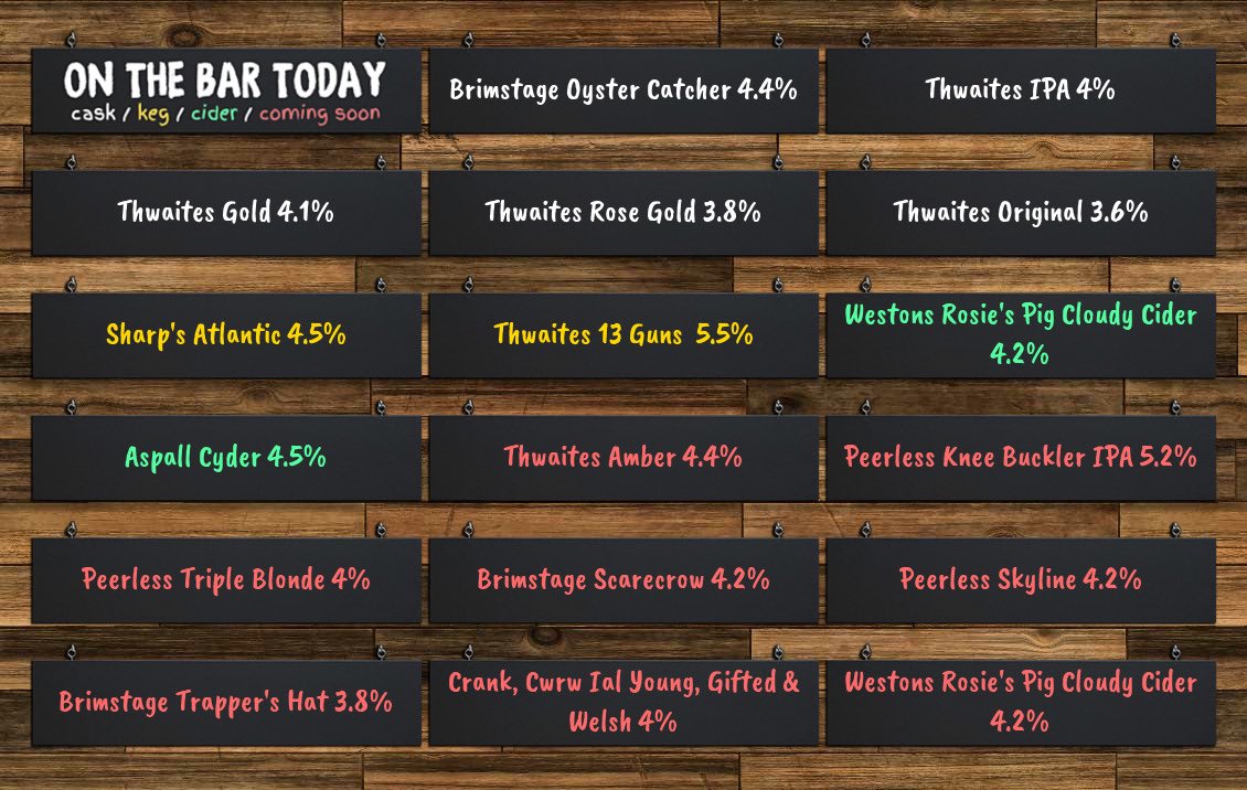 The Rose and Crown (@roseandcrownbeb) on Twitter photo Here’s your starting line up for the weekend, and we’re keeping it ultra local!
Beer Board: goo.gl/WmQxC5
<a href="/BrimstageBeer/">Brimstage Brewery</a> <a href="/PeerlessBrewing/">Peerless Brewing</a> <a href="/ThwaitesBrewery/">ThwaitesBeerandPubs</a> <a href="/CwrwIalBrew/">Cwrw Ial</a>
#RealAleFinder Here’s your starting line up for the weekend, and we’re keeping it ultra local!
Beer Board: goo.gl/WmQxC5
<a href="/BrimstageBeer/">Brimstage Brewery</a> <a href="/PeerlessBrewing/">Peerless Brewing</a> <a href="/ThwaitesBrewery/">ThwaitesBeerandPubs</a> <a href="/CwrwIalBrew/">Cwrw Ial</a>
#RealAleFinder
