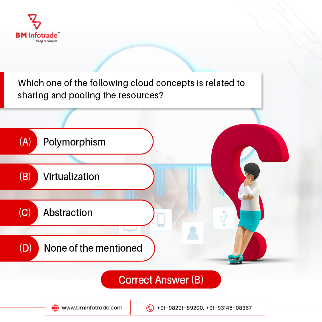Comment your right answer below 👍 Q. Which one of the following cloud concepts is related to sharing and pooling the resources?

#bminfotrade #hardware #software #technology #computer #hardwarestore #interiordesign #informatica #IT #informationsecurity #itsupport #datacenter