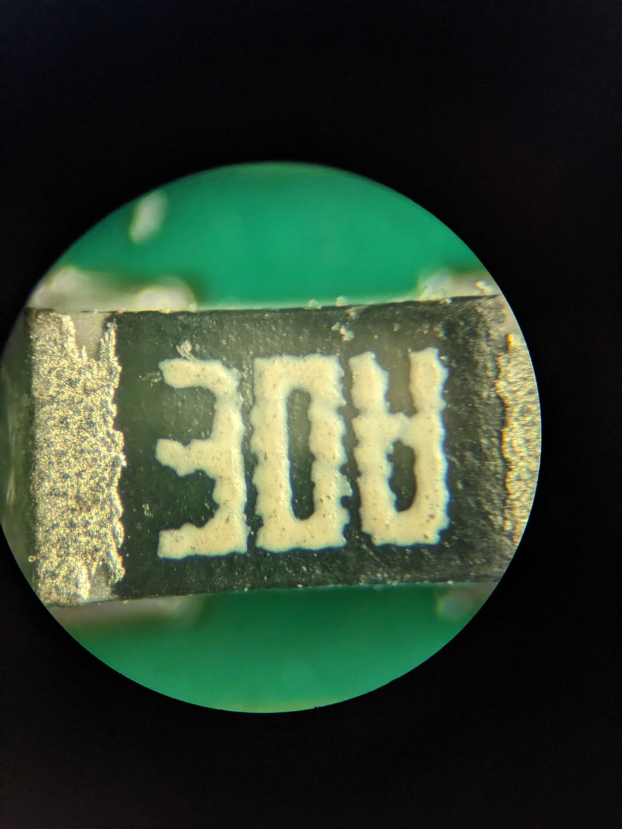 RustyOneTwo's tweet image. 1x, 7x, 160x, and 400x magnification of a single component on a rpi pico. #microscopy #electronics