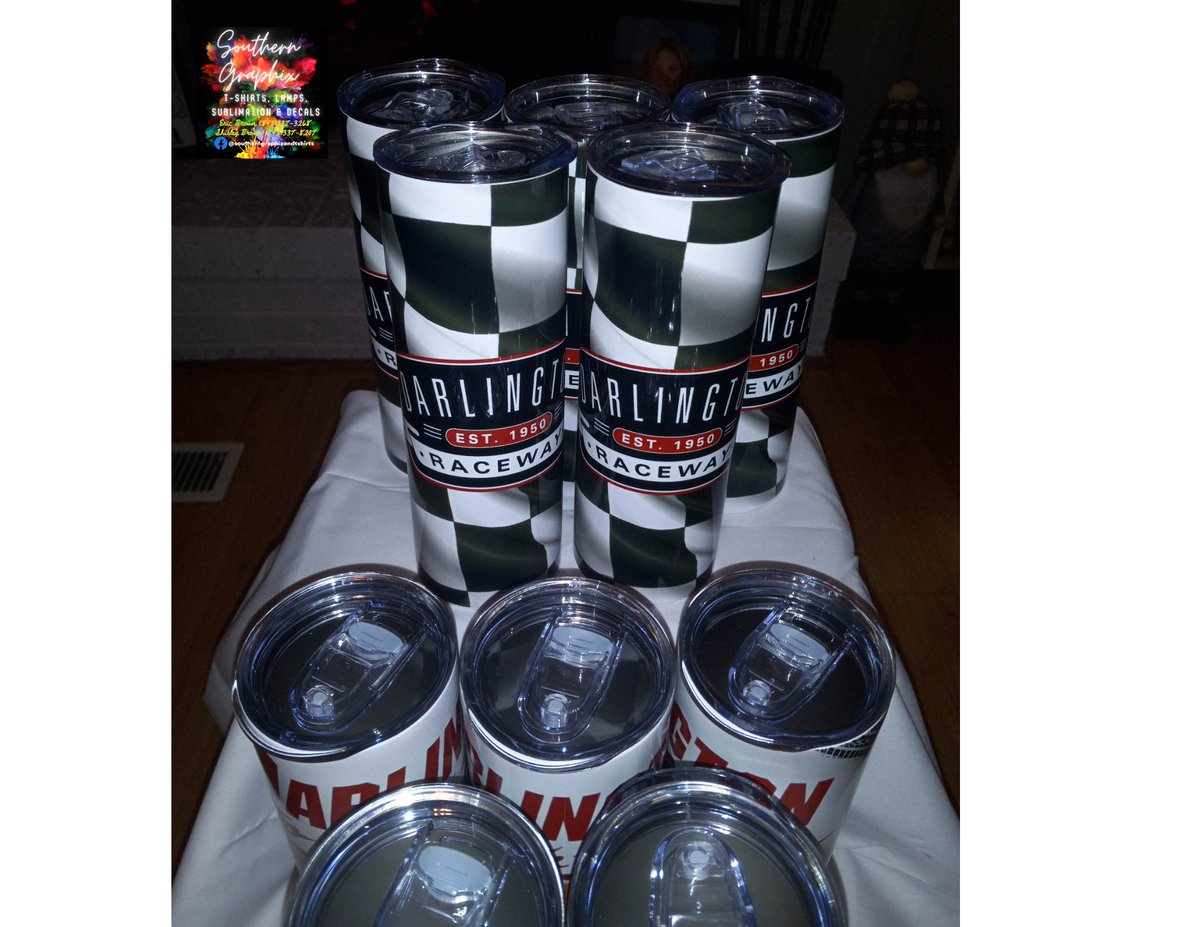 Tumblers i did for darlington raceway museum #darlingtonraceway #20oztumbler #coffeemugs #southerngraphix