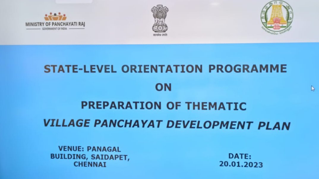 mopr_goi's tweet photo. Dr. Chandra Shekhar Kumar, Additional Secretary #MoPR to chair the State Level Orientation Programme on Preparation of Thematic Village Panchayat Development Plan #VPDP under Revamped #GPDP, being held at #Chennai, #TamilNadu. https://t.co/3TGBydba2N