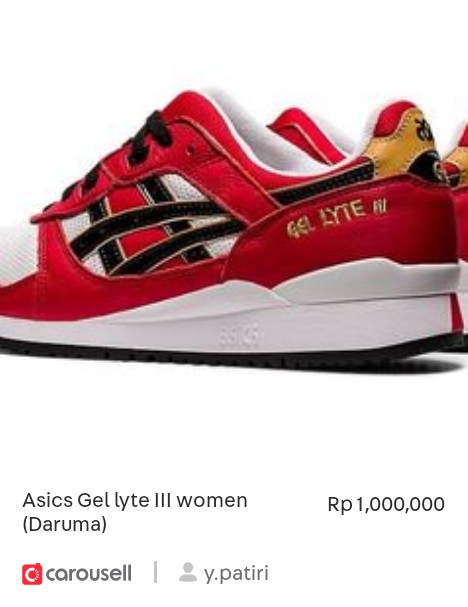 YPatiri's tweet photo. Check out 'Asics Gel lyte III women (Daruma)', available at Rp 1,000,000 on #Carousell: https://t.co/zS7FVAMDJj https://t.co/Gx2RgywXIl