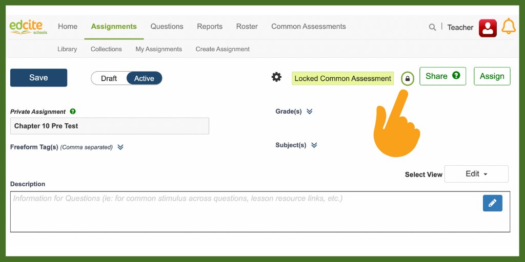 You can now lock assessments from the Assignment Editor by clicking the Lock symbol next to the Settings Gear. 🔒 #edchat