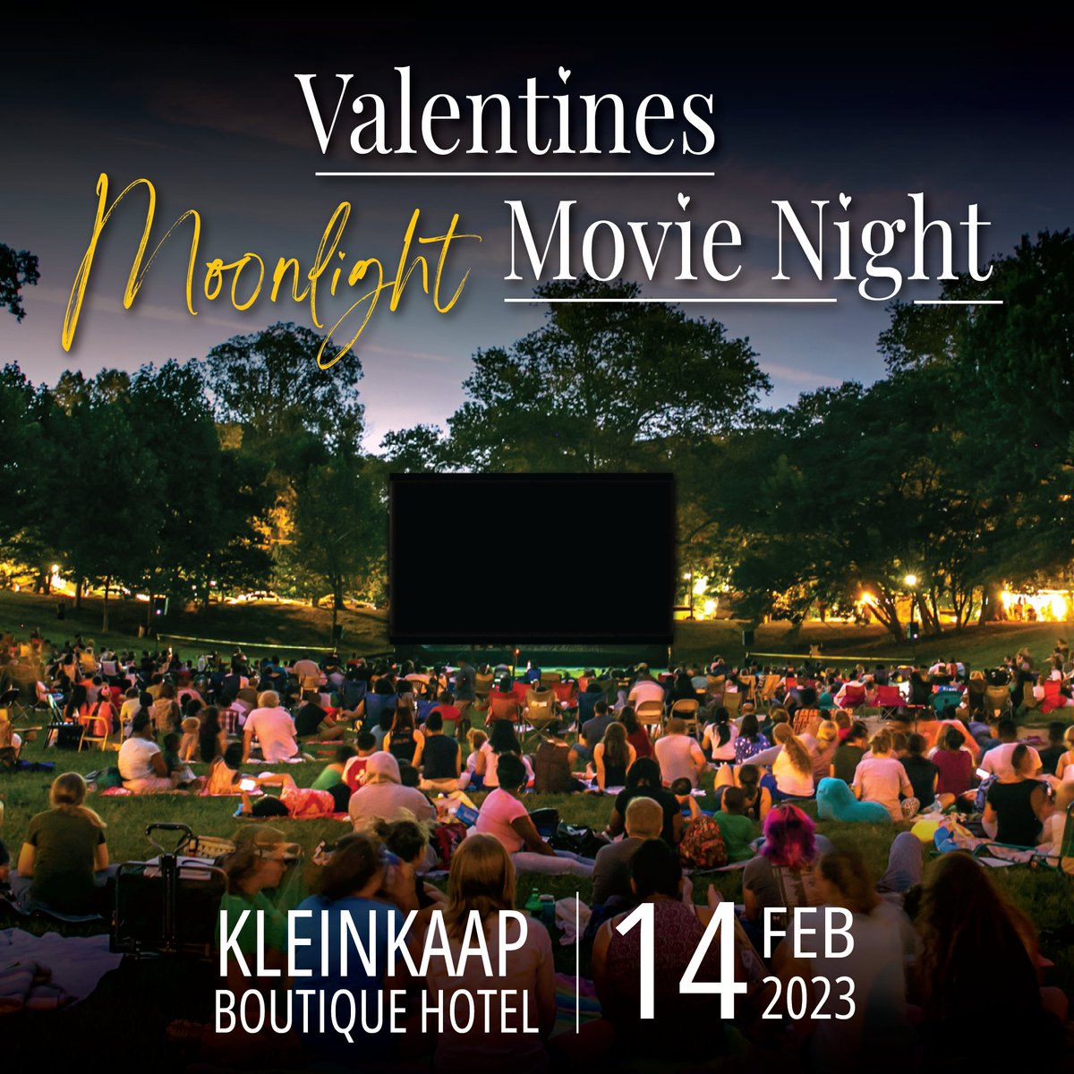 Have you booked your seat at our Moonlight Movie night?🍭 Enjoy a delicious dinner, movie, and snacks under the stars, with your loved one by your side.🥰
Don't miss this fun experience, grab your tickets online at bit.ly/KKVdayMovie
#moonlight #kleinkaap  #valentines