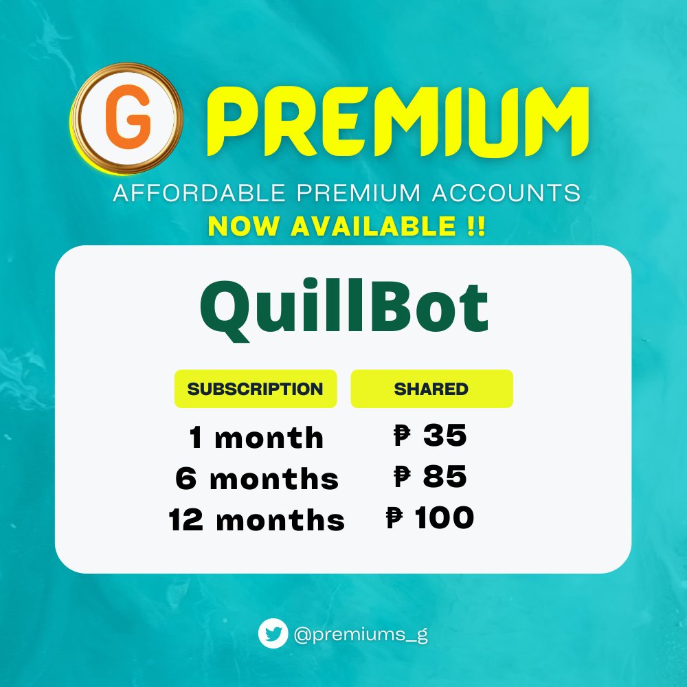 🟢GRAMMARLY PREMIUM PH
↳ solo account can log in up to maximum of 5 devices
↳ shared account is strictly can log in to 1 device only

🟩QUILLBOT SHARED PREMIUM PH
↳ strictly can log in to 1 device only

🤑MOP: Gcash
📩 DM for availability

tags: lfb, wtb, grammarly, quillbot