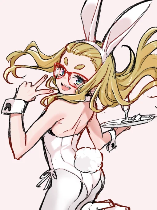 森人さんの白バニーちびっこちゃんに触発されて白バニーでこメガネちゃん 