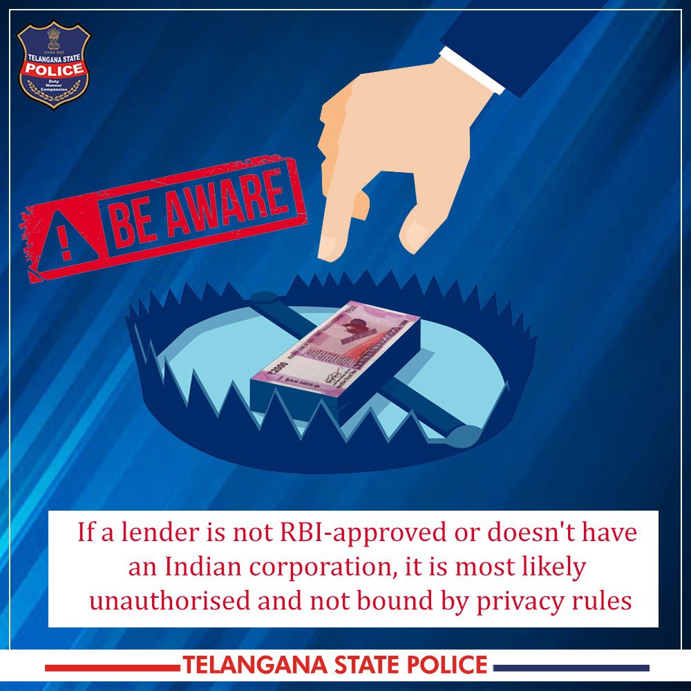 Beware of fake loan apps that misuse brand names.

Dial 1930 or register your complaint at cybercrime.gov.in.

#CyberAwareness #Cybercrime #LoanAppAwareness #TelanganaPolice