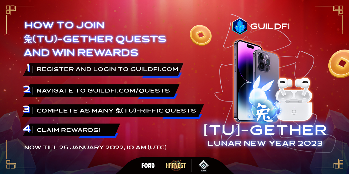 theZentzei's tweet photo. All you need to know about joining the GuildFi 兔(Tu)-Gether Lunar New Year Campaign is here 👇

📍https://t.co/yOjYOnxXnb

#GuildFiTugether #Rewards #CNY2023 https://t.co/6d5XWINgiZ