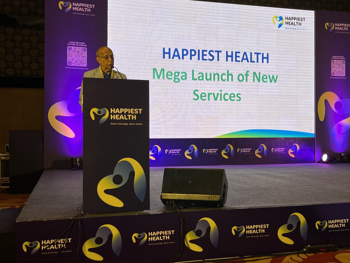 Ashok Soota announcing the launch of new services from ⁦<a href="/happiesthealth1/">Happiest Health</a>⁩. There is a lot coming up in the next couple of hours. Stay tuned and wish us luck, people. ⁦<a href="/HappiestMinds/">Happiest Minds Technologies</a>⁩