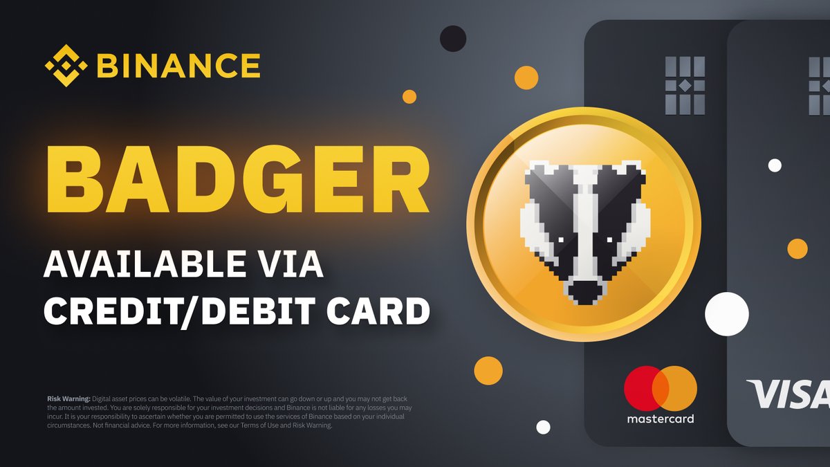 binance's tweet photo. You can now purchase $BADGER with major fiat currencies using credit/debit cards in #Binance

➡️ https://t.co/w16nUdDe62 https://t.co/2XQUomn7ZF