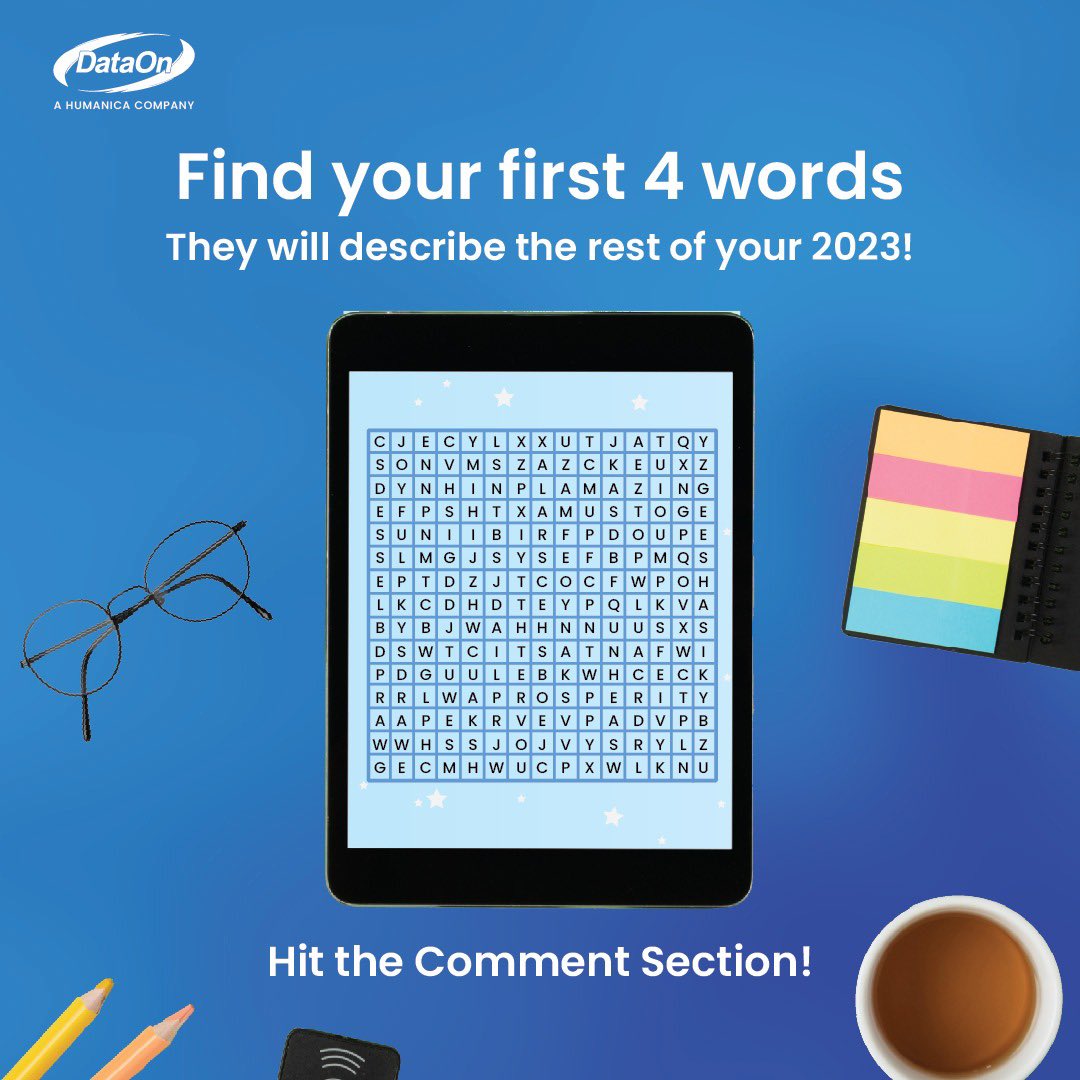 DataOnCorp's tweet image. Hi everyone, it&apos;s game time! 😊 😊 😊 

Let&apos;s greet the New Year with a fun little game. Find at least 4 words in the Crosswords section above. Those 4 words will describe the rest of YOUR 2023. 

#DataOn #Humanica #Games #Quiz #Fun #NewYear #HCM #Technology