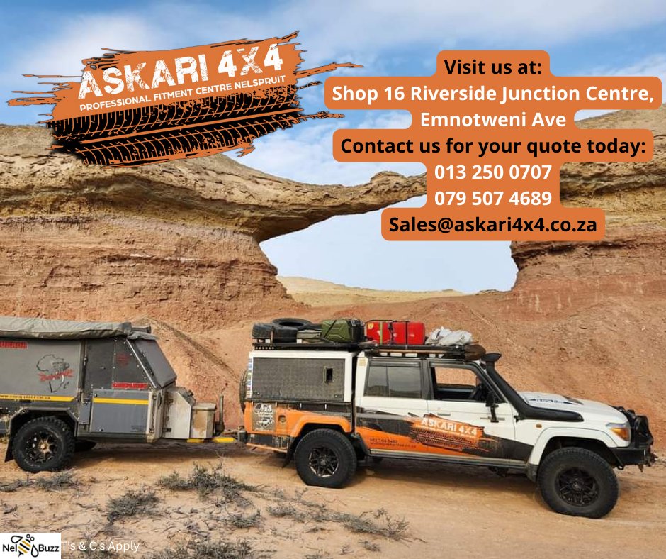 Professional 4x4 Accessories Fitment Centre.
For the best workmanship and quality products come visit us @ Askari 4x4 Nelspruit
Conqueror approved service and repairs agent
Visit us at:
Shop 16 Riverside Junction Centre, Emnotweni Ave
Contact us for your quote today:
013 250 0707