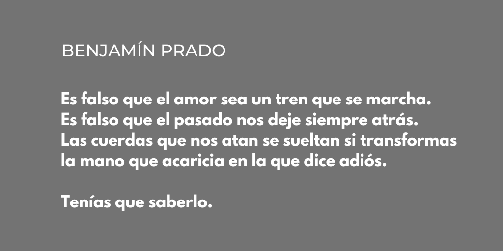Poetria_cat's tweet photo. Del volum Ya no es tarde de @pradobenjamin, editat per Visor de poesía el 2014, hem triat uns versos del poema "Segunda juventud".
#poesía #poesiaencastellano #poesíaencastellano @VisorLibros #visordepoesía #visorlibros #benjaminprado https://t.co/Wu3DcIvmkE