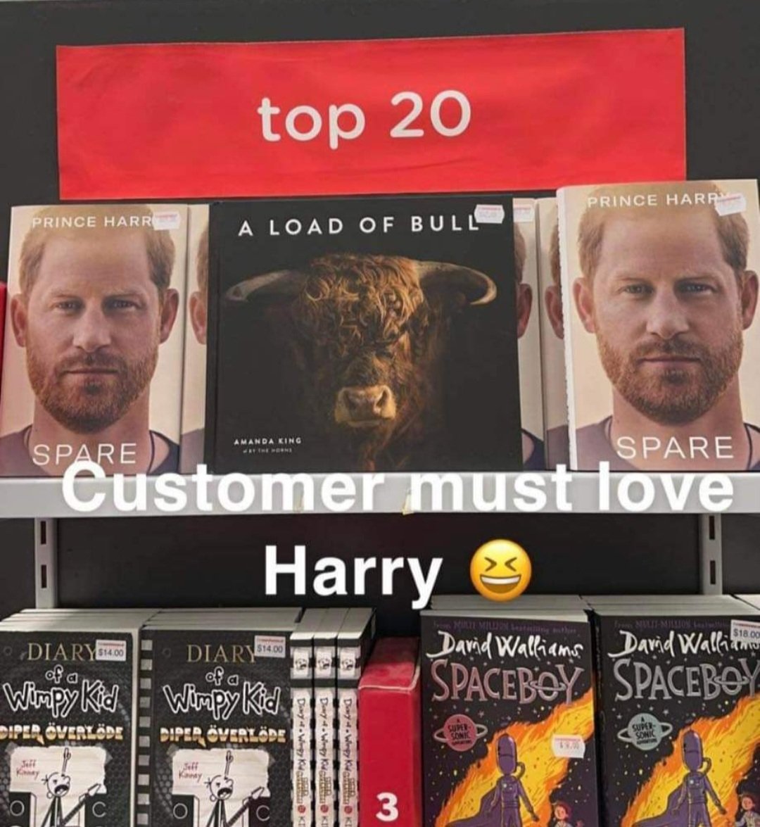 I can see this theme is going to be running in bookshops for some time... 🤣 #HarryAndMeghanAreFinished #HarryisaLiar #HarryHasGoneMad #SparePrinceHarry #SpareUsHarry