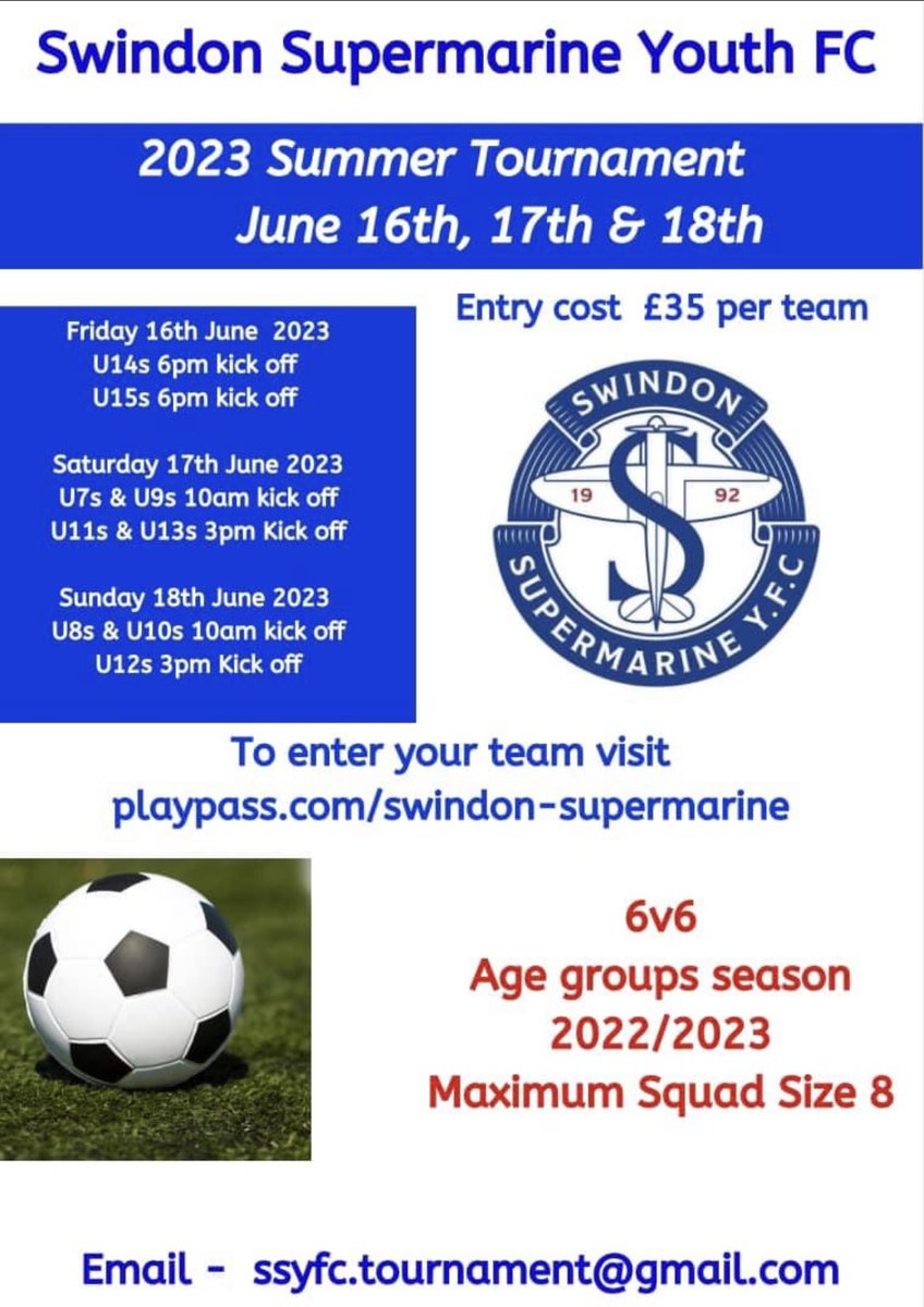 Come and join us for our @YouthSwindon tournament ⚽️⚽️⚽️