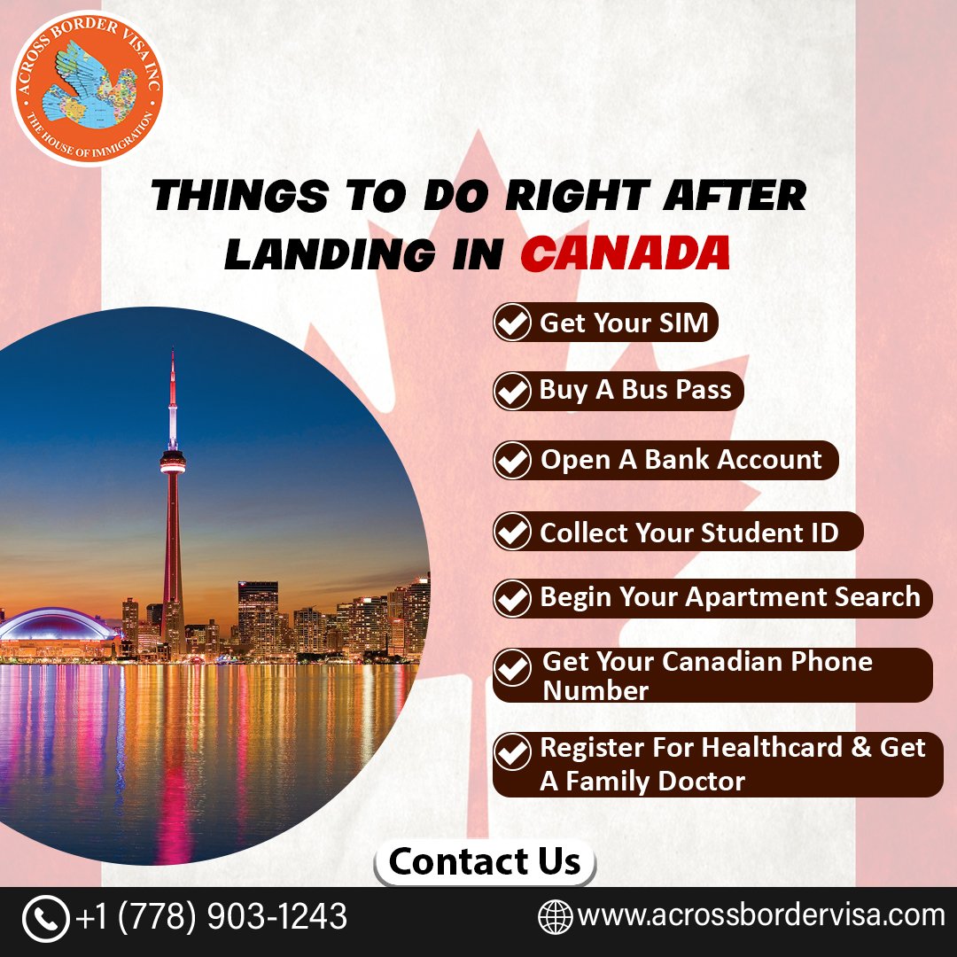 abvcanada's tweet photo. To do the Checklist after entering CANADA

👉 GET SIM
👉 TRANSPORTATION
👉 BANK ACCOUNT
👉 GET A STUDENT ID
👉 FIND ACCOMMODATION
👉 GET A CANADIAN NUMBER

✔️ Call us at 📲 +1 (778) 903-1243

#acrossbordervisa #acrossborder #cicnews #canada🇨🇦 #canada #studystudystudy #visa https://t.co/FRf7OLNBEx