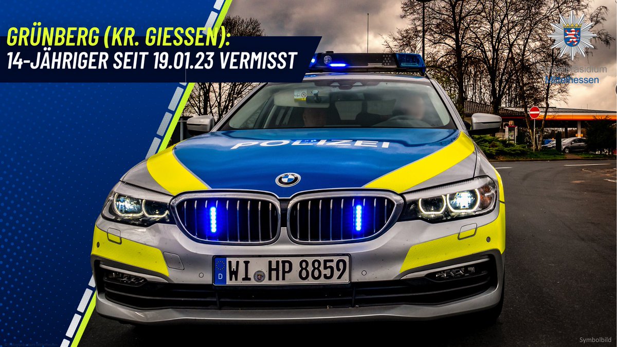 Polizei_MH's tweet photo. Vermisstensuche:
14-Jähriger aus #Grünberg seit Do., 19.01.23, gg. 16.30 Uhr #vermisst!

𝘛𝘦𝘪𝘭𝘦𝘯 𝘦𝘳𝘸𝘶̈𝘯𝘴𝘤𝘩𝘵 ❗️

Hinweise an die #Kripo in #Gießen:
☎ 0641 7006 6555

Personenbeschreibung + Link zur Fahndung mit Foto im Kommentar ⬇️

#Polizei #Mittelhessen https://t.co/2gLSmMaOuF