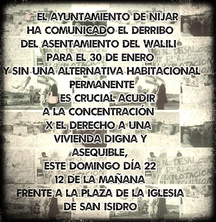 En 2 semanas les desalojan sin saber dónde irán a vivir , @ayto_nijar Ya les está notificado 

El domingo 22 nos vemos en San Isidro #Nijar para exigir alternativas habitacionales