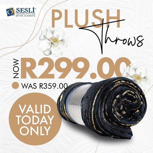 Sesliblankets's tweet photo. For one day only! Get yourself this luxurious comfy plush throw at an Incredible price of R299.00 and save more with Sesli
You don't want to miss out on this great new year’s deal.
Shop now by visiting our website: https://t.co/iEfWJzzmS3
#Sesli #Validtodayonly #Plushthrows https://t.co/ihFNFll1wM