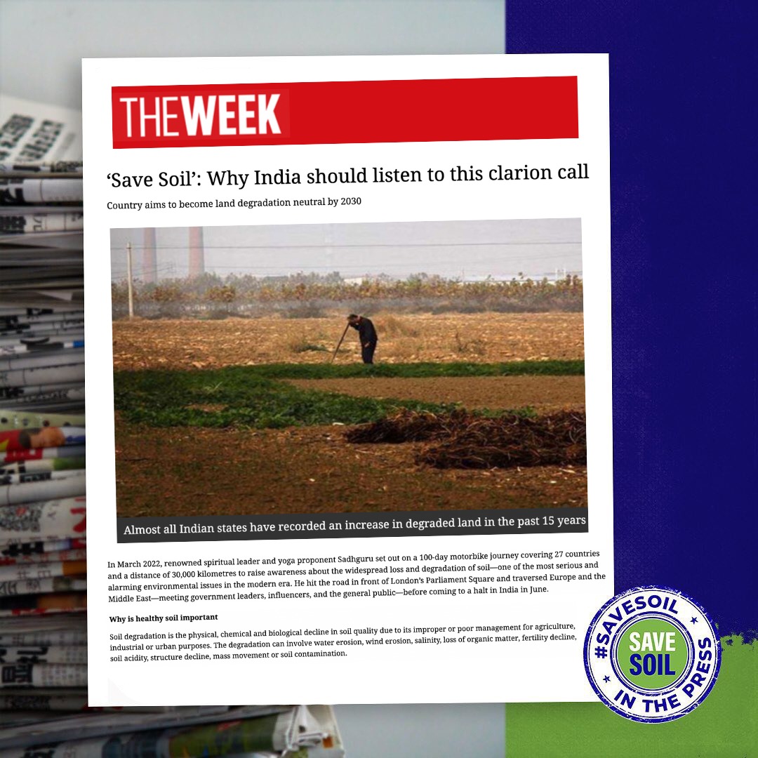 cpsavesoil's tweet photo. This well-researched and thorough article published in "The Week" highlights the significance of the #SaveSoil movement, especially in the Indian context.

Action now. https://t.co/z6MmqLY2lE https://t.co/AR0uL77qS3