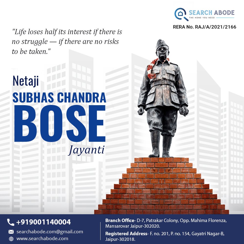 searchabode1's tweet photo. On the occasion of Subhas Chandra Bose Jayanti, let us salute the real hero of our country who fought for us to bring freedom to India.
Happy Subhas Chandra Bose Jayanti!

#parakramdiwas #NetajiSubhasChandraBose #NetajiSubhasChandraBoseJayanti #realhero #india #SearchAbode https://t.co/jzBp85pnLQ