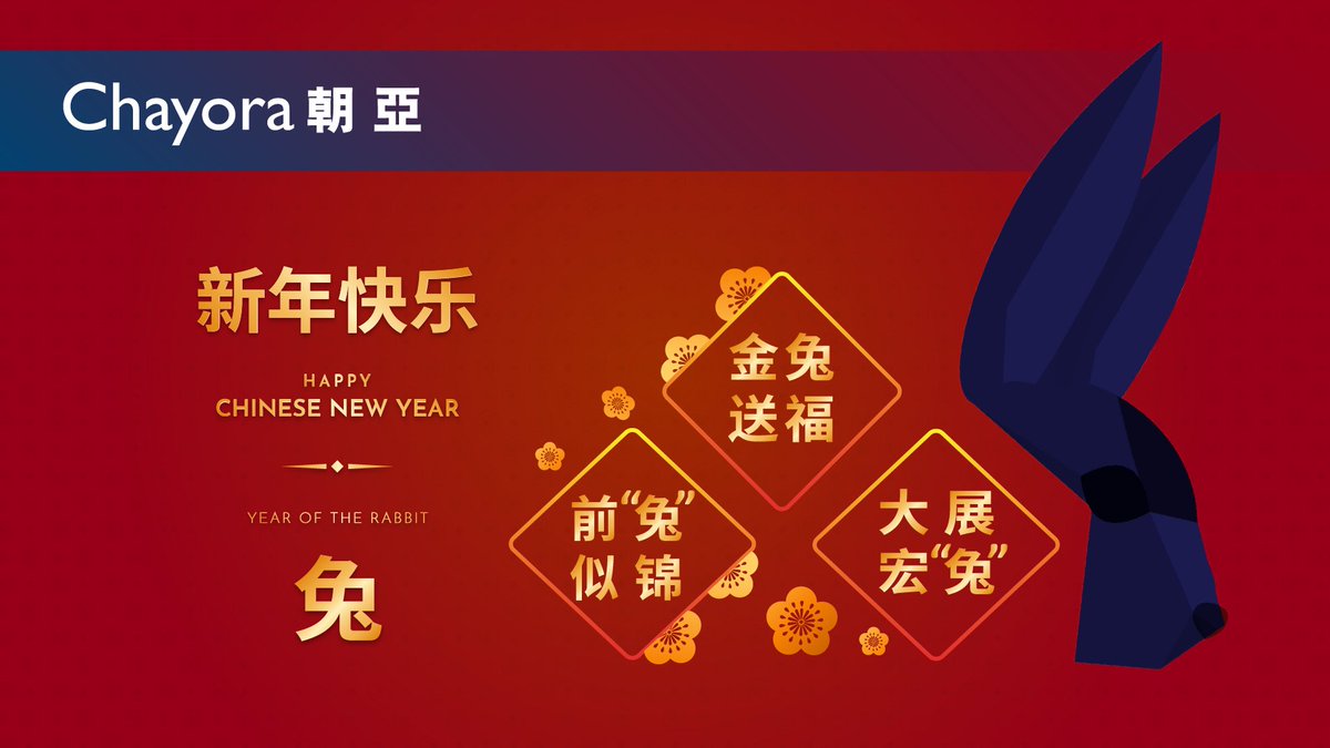 Happy Chinese New Year! 🧧Chayora wishes you lots of luck and a prosperous year of Rabbit!🐰

#Chayora #CNY #ChineseNewYear #YearofRabbit
