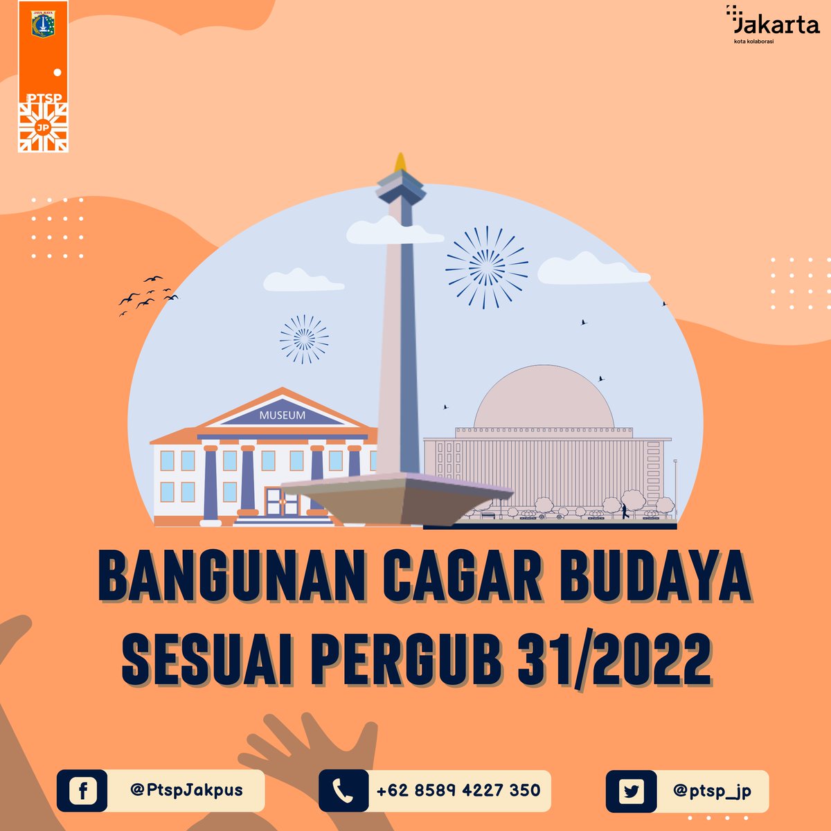 ptsp_jp's tweet photo. Halo Warga Jakarta!👋
Salam SETIA~

Sudah tau belum apa itu Bangunan Cagar Budaya? Berdasarkan Pergub DKI Jakarta No. 31 Tahun 2022 tentang Rencana Detail Tata Ruang dan Wilayah Perencanaan DKI Jakarta, Bangunan Cagar Budaya terdiri atas Bangunan Cagar Budaya Golongan A, B, dan C https://t.co/5sDpRpTuDo