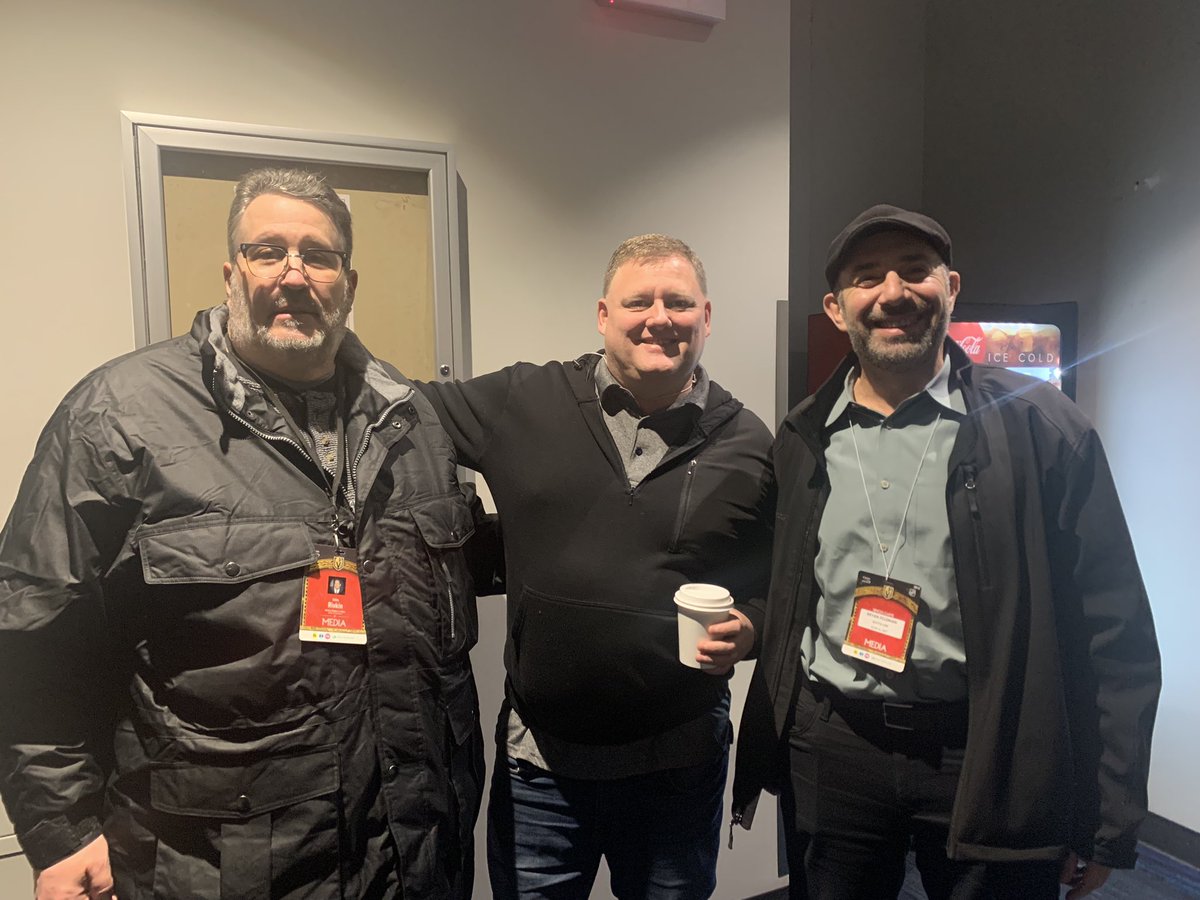 ChristianWinn's tweet image. Big thanks to @KenKalDRW, Nick Lindstrom & Chris “Ozzie” Osgood for hanging between periods here in #Vegas. All super cool guys & a big thrill for us Vegas Media guys from Michigan. #LGRW #DETvsVGK