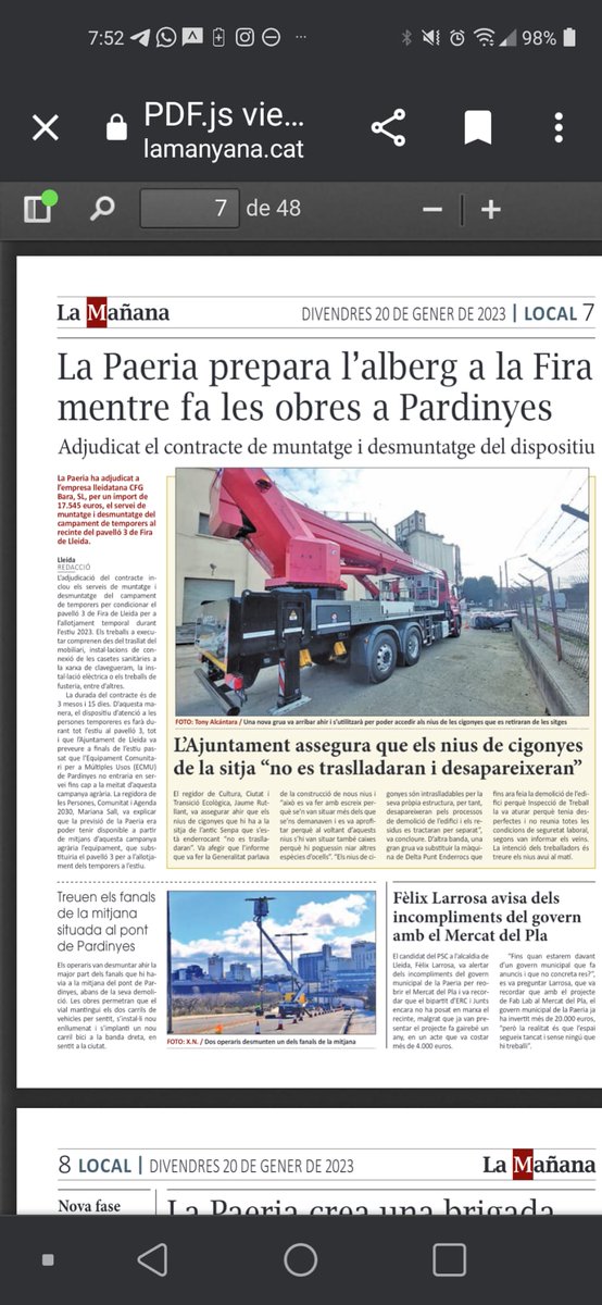 Jordijec's tweet photo. Bon dia @paerialleida , imagino q el cost d'aquesta grua, q s'ha de portar xq el material del contratista no compleix les mesures de seguretat, la pagarà el contratista i no els nostres impostos, no?
@MiquelPueyo @antonipostius 
Gràcies per la resposta. https://t.co/0WvPIRXQKU