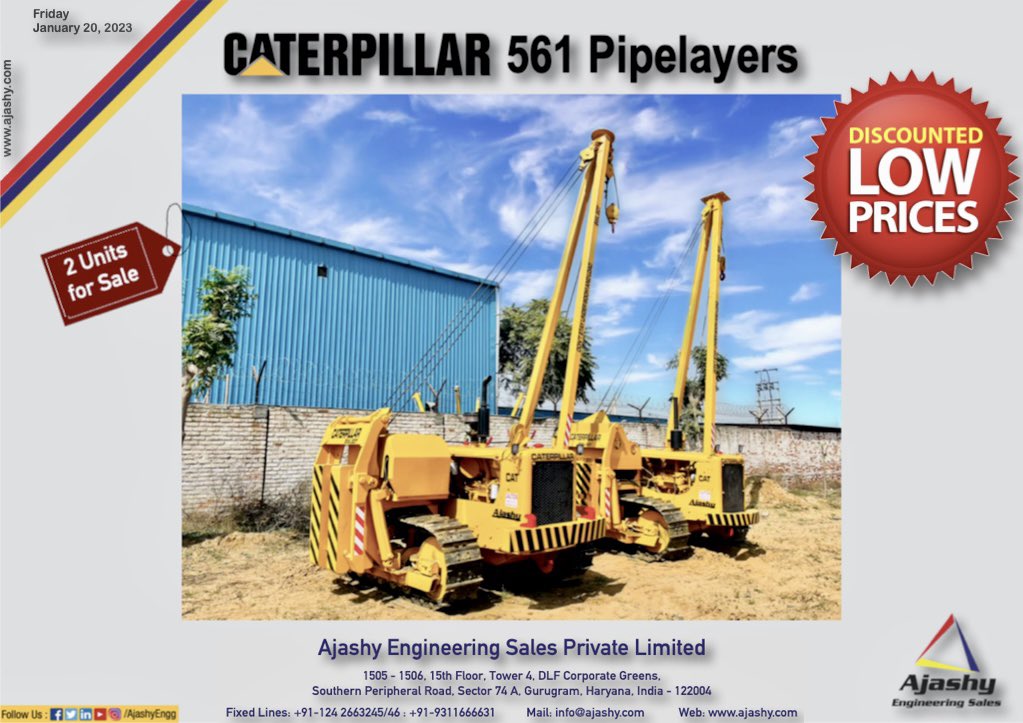 AjashyEngg's tweet image. #Caterpillar #Pipelayer #Sideboom #Pipelaying #PipeLine #OilAndGas #OilPipeline #GasPipeline #CrossCountryPipeline #PipelineProject #Lowering #Welding #PipelineWelding #Ajashy #Engineering #Gurugram #India