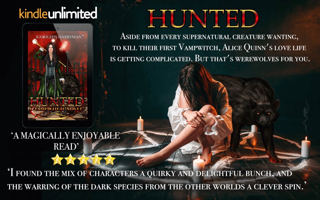 Spellcasting.
What could go wrong?
A few rhyming words. 
A bit of chanting.
Easy.
Right... 

If only...

🐺 mybook.to/HUNTED-BK1

#KU #Kindle #Paperback

#IARTG #yafantasy #Vampires #Witches #Paranormal #Romance #PNR #ParanormalRomance #Fantasy #werewolves #BookBoost #ASMSG