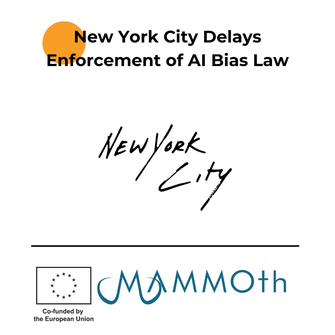 mammoth_ai's tweet photo. 🏙️New York City is delaying the enforcement of a law requiring bias audits of artificial intelligence systems used in hiring. Full Article here 🔎https://t.co/axghW5Z448
.
.
.
#MAMMOth #AI #ArticifialIntelligence #FairTechnology #Inclusion #Diversity https://t.co/f9h38b6V8d