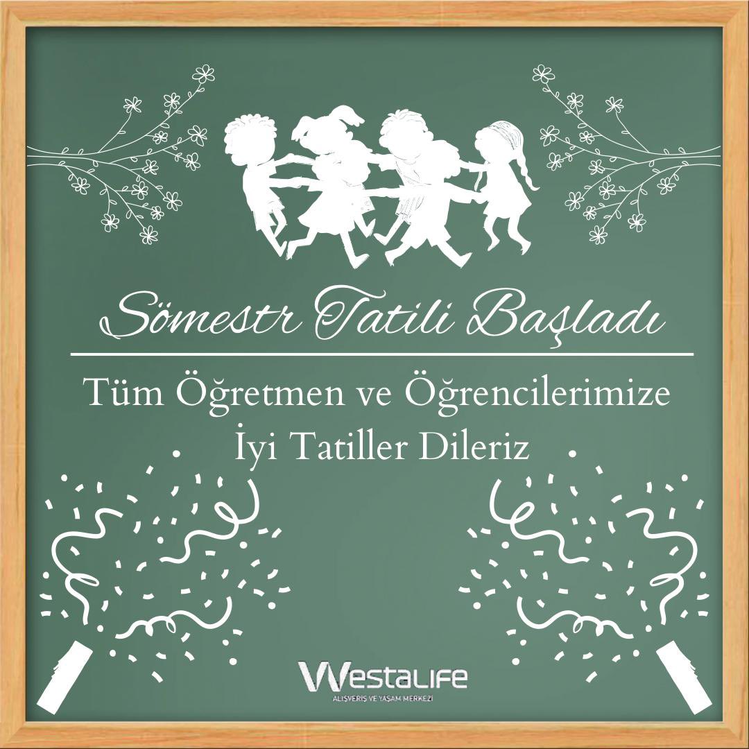 Sömestr tatili başladı!🛎️
Tüm öğretmen ve öğrencilerimize iyi tatiller dileriz.⭐️

#westalifeavm #sömest #tatil #iyitatiller #eğlence #alışveriş #moda #lezzet #çocuklar #mutluluk