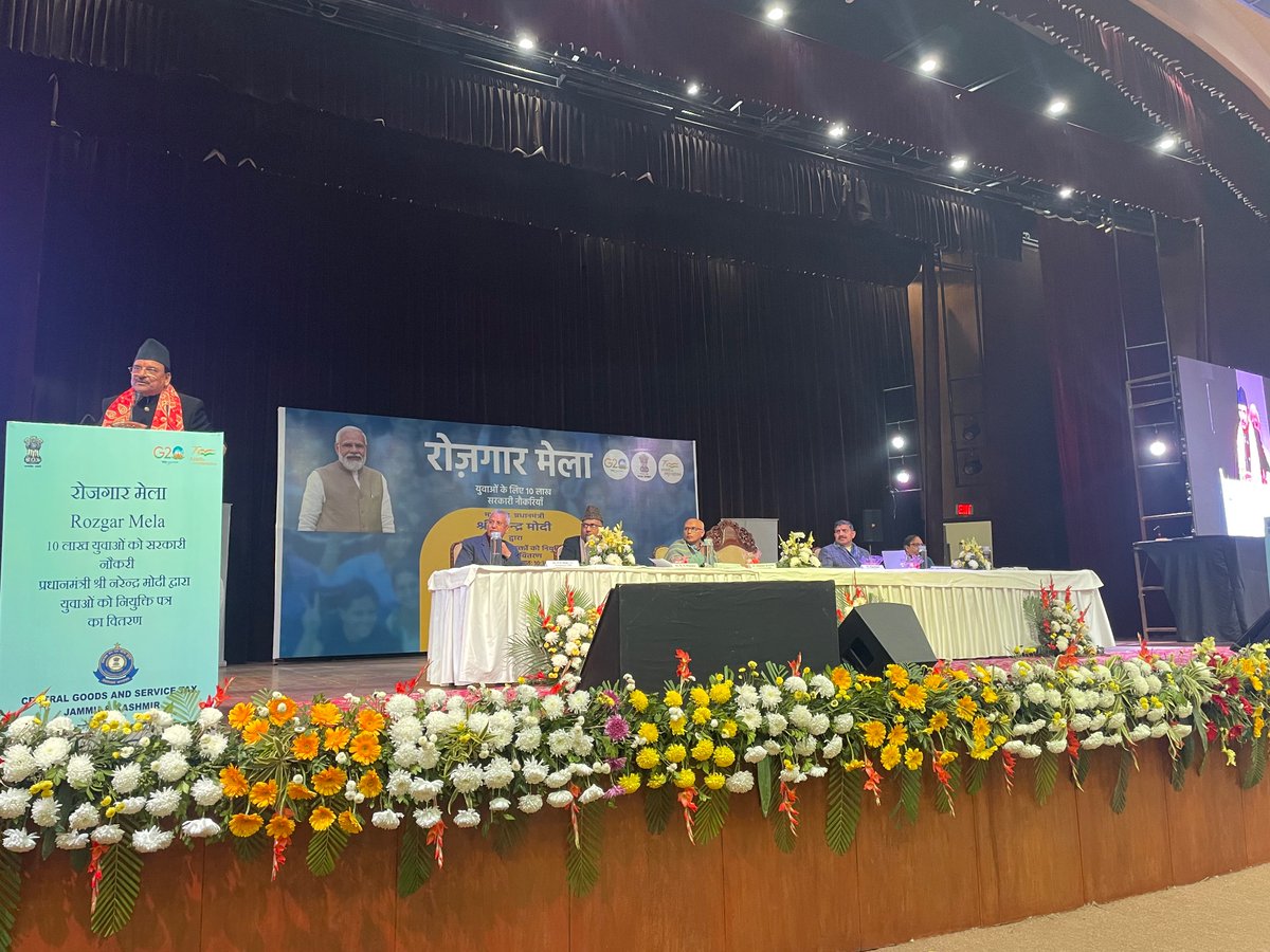 Hon'ble Union Minister of State Shri Ajay Bhatt distributed appointment letters at the 3rd tranche of Rozgar Mela at the Convention Centre, Jammu on 20.01.2023. #RojgarMela 

<a href="/Ajaybhattbjp4uk/">Ajay Bhatt</a>

<a href="/cbic_india/">CBIC</a>
 
<a href="/FinMinIndia/">Ministry of Finance</a>
 
<a href="/nsitharamanoffc/">Nirmala Sitharaman Office</a>
 
<a href="/officeofPCM/">Office of Pankaj Chaudhary</a>
 
<a href="/mygovindia/">MyGovIndia</a>
 
<a href="/DoPTGoI/">DoPT</a>