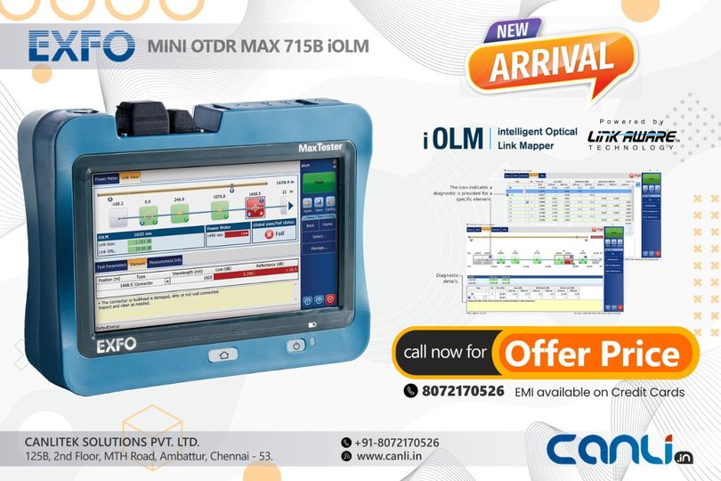 CanliTek's tweet image. 🏆NEW STOCK ARRIVAL, FLASH SALE
EXFO MINI OTDR MAX-715B iOLM
🛍EMI available on Credit Cards
📲 Call Now, for an OFFER PRICE
+91-9884448311 / +91-8072170526
🚀Hurry, limited stocks only
#otdr #MiniOTDR #cabletvoperators #internetserviceprovider #splicingmachine #opticalfiber