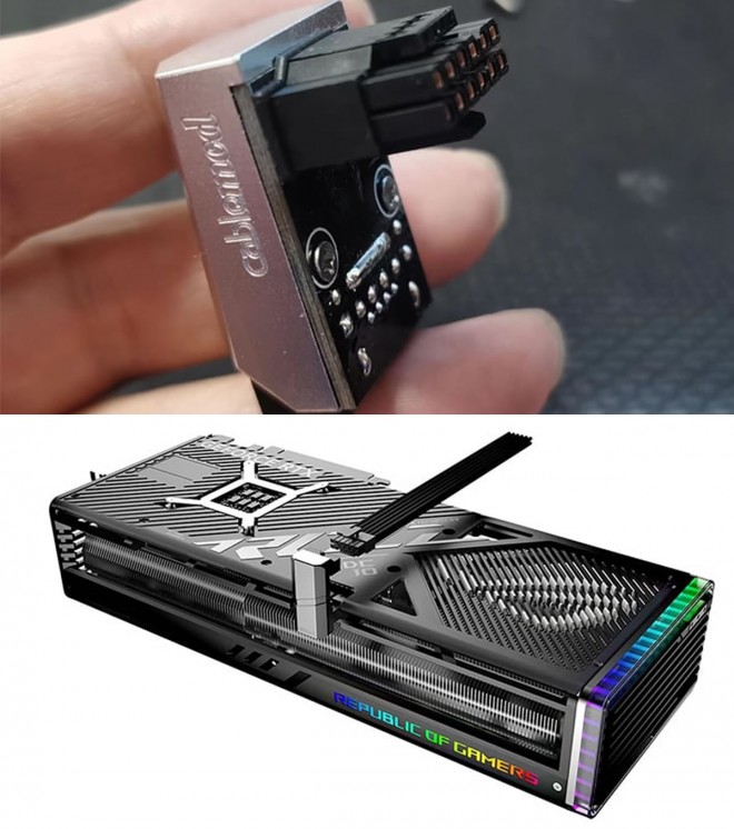 cowcotland's tweet image. #CableMod montre son adapteur 12VHPWR à 180° pour éviter tout bendage dlvr.it/Sh96pK