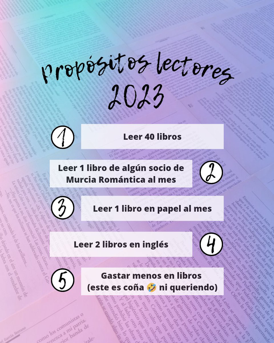 CayuelasAlba's tweet photo. Mis propósitos lectores para 2023, actitud optimista ante todo. 🤣
¿Lo conseguiré? El 31 de diciembre lo veremos... 🗓️ https://t.co/s3FdyL0enP