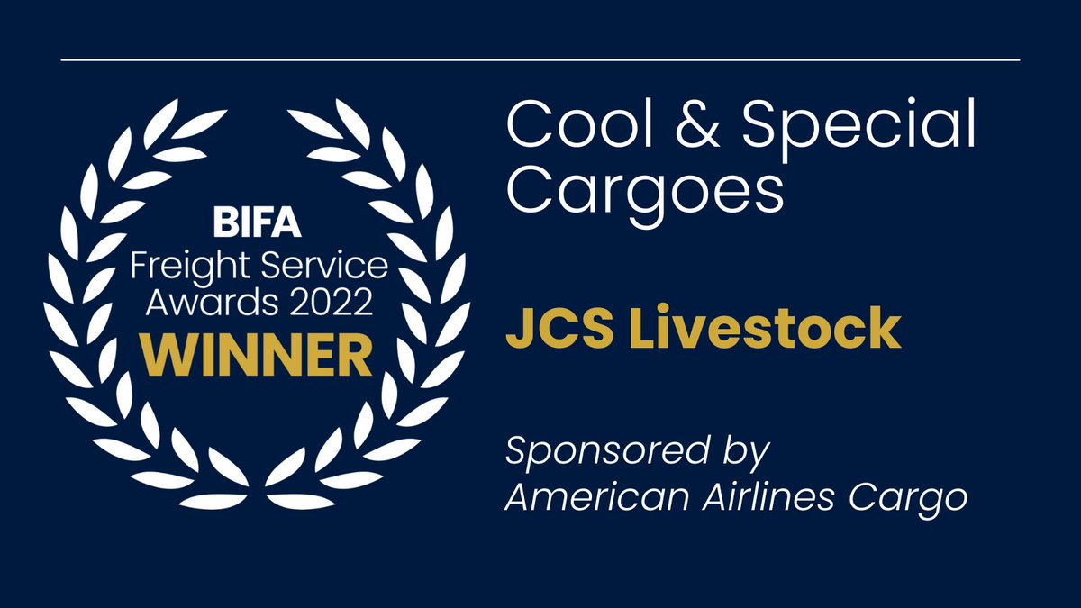 British International Freight Association (@bifa) on Twitter photo Congratulations to <a href="/jcslivestock/">JCS Livestock</a> - WINNER of the Cool & Special Cargoes Award at yesterday's Freight Service Awards.
#BIFAawards22
Category Sponsor: <a href="/AmericanAir/">americanair</a> Cargo Congratulations to <a href="/jcslivestock/">JCS Livestock</a> - WINNER of the Cool & Special Cargoes Award at yesterday's Freight Service Awards.
#BIFAawards22
Category Sponsor: <a href="/AmericanAir/">americanair</a> Cargo