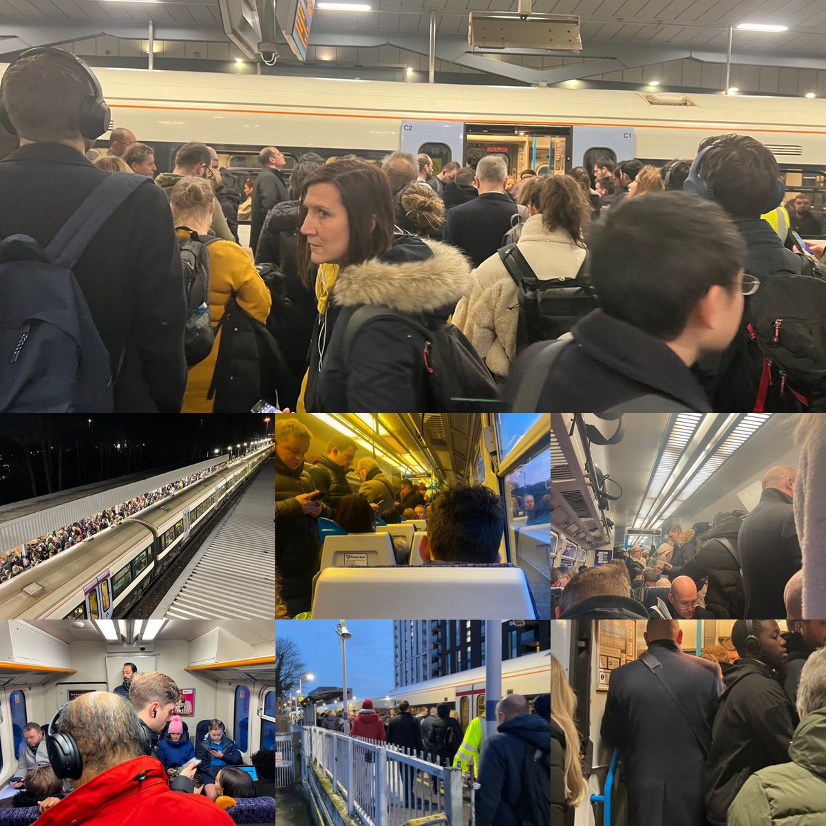 DanLThorpe's tweet photo. A big thanks to all who have sent pics from the appalling week across @Se_Railway network 👇🏻

⏰ The new timetable isn’t working
⚠️ Dangerous levels of overcrowding on trains &amp; platforms
🗓️ Problems every single day this week

@LouHaigh @CliveEfford @BBCLondonNews @BBCTimDonovan https://t.co/JFnLutvIRs