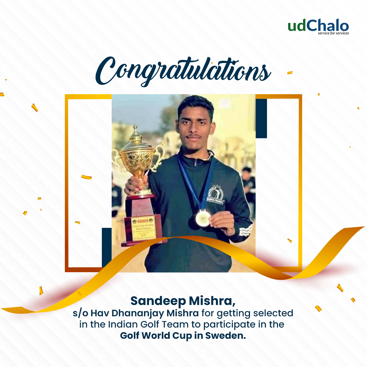 Our sincere congratulations to the champ on being selected for the #IndianGolfteam to compete in the #GolfWorldCup in Sweden. We wish you good luck in your future endeavors!

#udChalo #Sweden #maharregiment #indianarmy #GrowGolf #GoGolf #worldcup #WorldCupofGolf #sandeepmishra