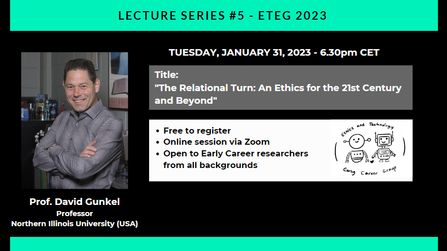 Our January Lecture is coming soon! The lecture will be given by <a href="/David_Gunkel/">David J. Gunkel</a> on January 31!

For more information: eteg.univie.ac.at/eteg-lecture-s… 
Sign up for free to join the event: docs.google.com/forms/d/e/1FAI…
