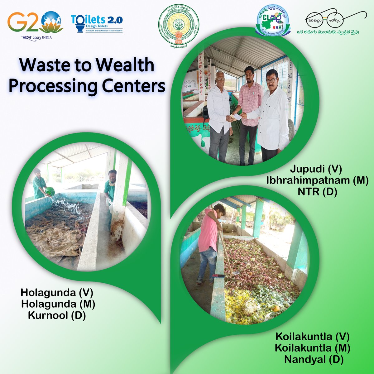SwachhaAndhra's tweet image. Our waste-to-wealth processing centers in Gram Panchayats, convert wet waste into valuable compost, enabling the local community to benefit from high-quality compost for gardening and agriculture.
#WasteToWealth
#WasteProcessing
#GrampanchayatAP
#Composting