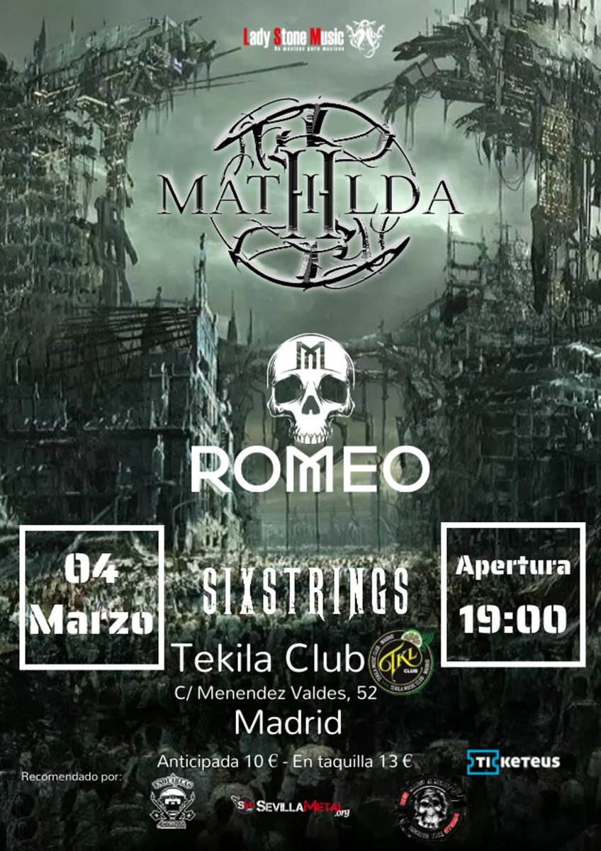 RomeoOficialES's tweet photo. 🔥NEWS!!!🔥MADRID!! Ya tenemos primera fecha!! Compartiendo escenario con @mathildarock  y @sixstringsbcn el próximo 4 de marzo de 2023 en @tekila_club_madrid
Entradas en @ticketeus
https://t.co/pvWKxNFqyB
#ticketeus #entradas #tickets #concierto #conciertosmadrid #Madrid https://t.co/wJ8mTsJycZ