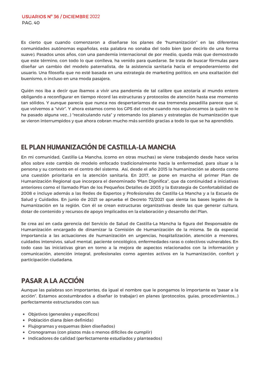 pfluriache's tweet photo. 👋Comparto mi artículo "#Humanización, una moda necesaria" publicado en la revista anual de @SEAUS1. 
Trabajemos juntos para que pacientes y profesionales tengan una experiencia cercana, personalizada, que responda a sus necesidades de forma más integradora y positiva. 😀 https://t.co/Bs2VkJQONo