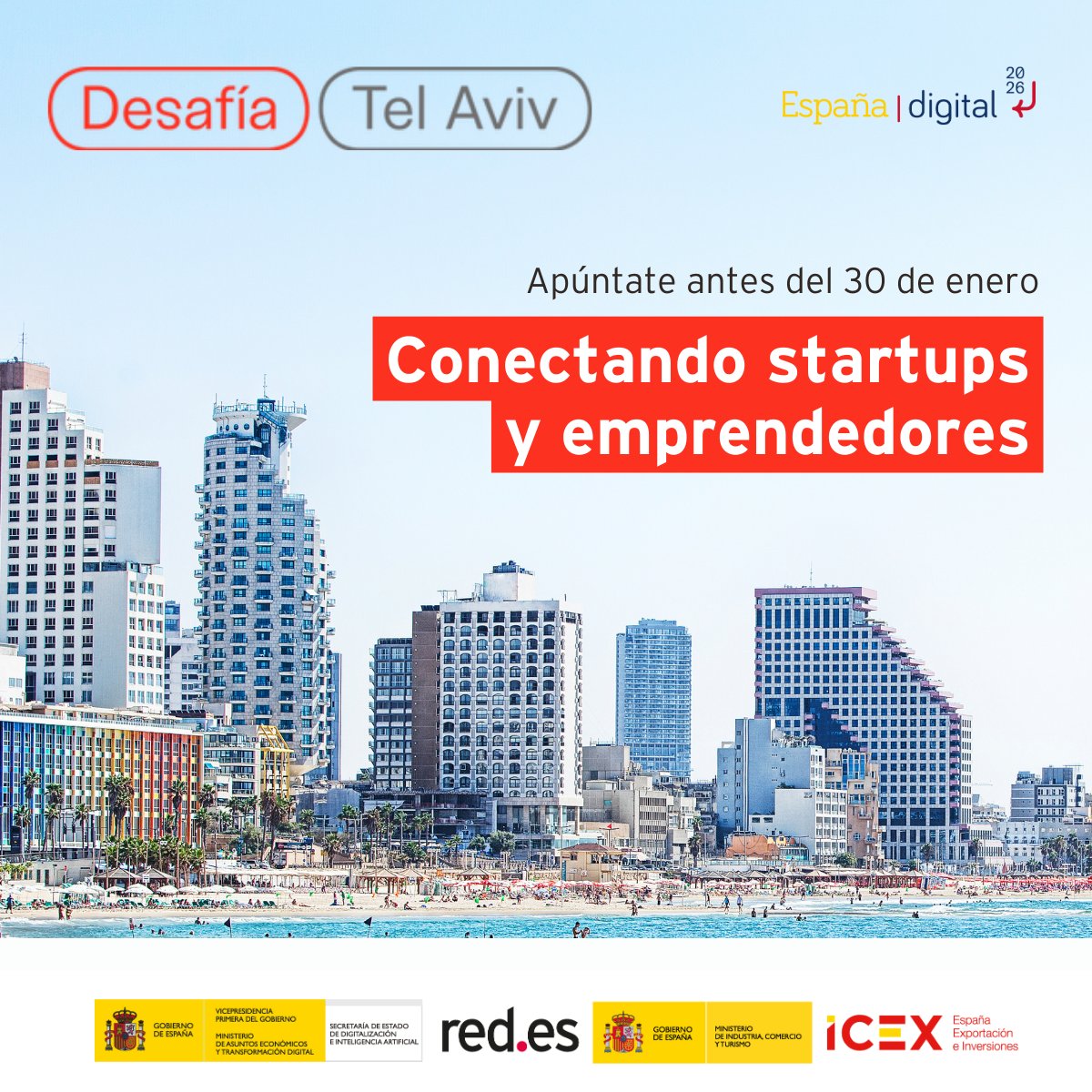 redpuntoes's tweet photo. 📆 ¡Volvemos a Tel Aviv! Aún tienes hasta el 30 de enero para participar en el Programa #DesafíaTelAviv23, que tendrá lugar del 19 al 30 de Marzo. ¡Haz que tu startup se sume a esta experiencia para conocer el ecosistema israelí! @ICEX_ 
👉Toda la info: https://t.co/kEZK4sKjHi https://t.co/Smk343uxqB