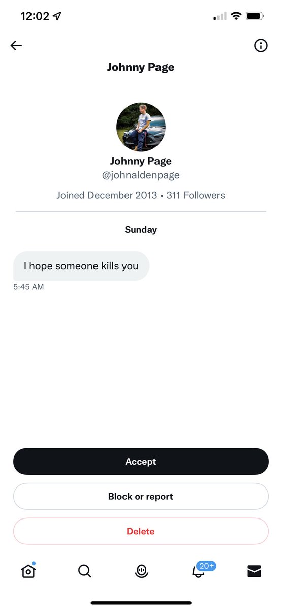 GunRightsPrez's tweet image. Agreed @johnaldenpage maybe next time you should not put your real name on social media and try to privately dm a nasty message😂
It's ironic cause you don't even know me but you wished death on me, so I guess your tweet really does have some truth to it.