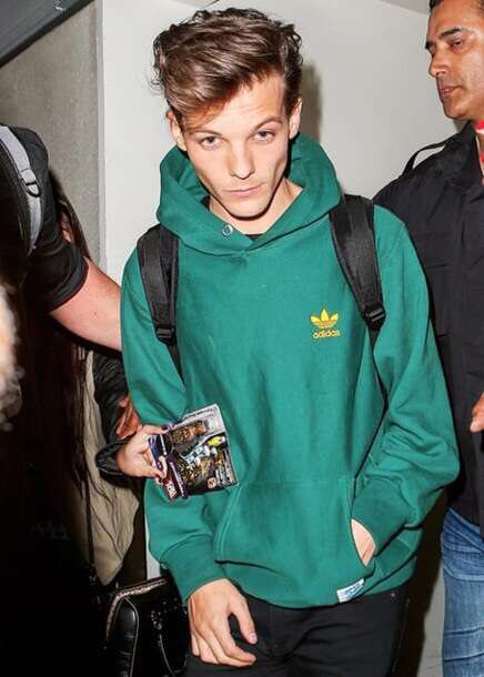 that green Adidas hoodie looks so good on louis