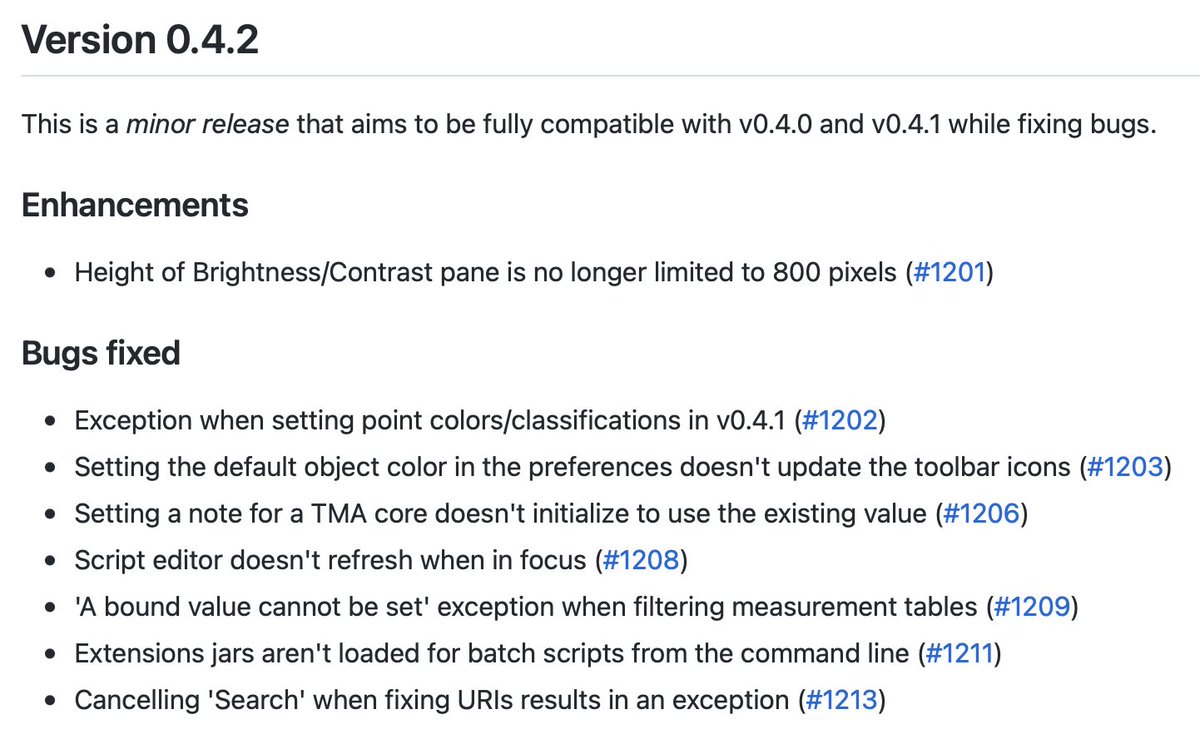 QuPath's tweet photo. QuPath v0.4.2 is now online - it's a minor release to fix any lingering bugs that were reported in last month's v0.4.0/v0.4.1 releases. https://t.co/AximdWdHw4