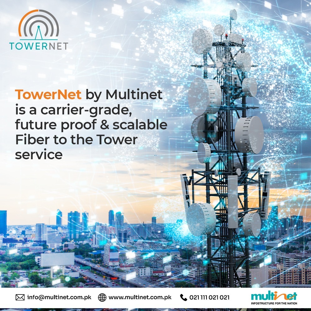 OfficialMPPL's tweet photo. TowerNet by Multinet Pakistan helps in deep fiber network deployment to the tower sites and brings fiber closer to the end user. Therefore, by installing fiber to the towers, we cater to the ever-increasing demand for communication services.

#TowerNet #MultinetBusinessServices https://t.co/lKaEJffLr4