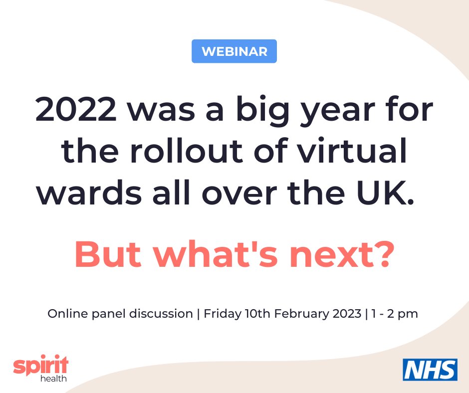 What's next for #NHS #virtualwards? Find out in our next webinar! ⏭️ We'll hear from our frontline NHS & industry partners who are already exploring the art of the possible to deliver virtual wards across new & innovative pathways. Sign up now ➡️ bit.ly/whats-next-web…